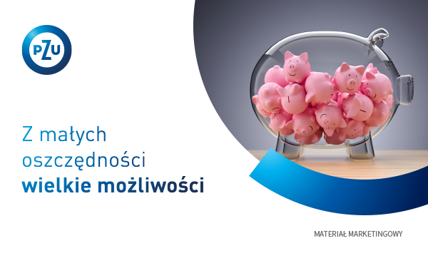logo PZU, tytuł: Z małych oszczędności wielkie możliwości